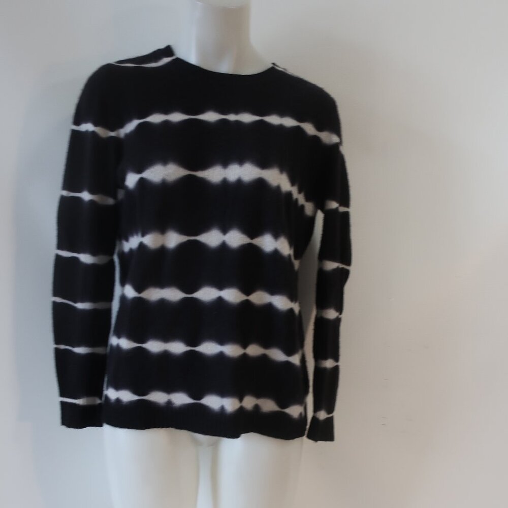 Womens C By Bloomingdale's Cashmere Black White Tie Dye Sweater S